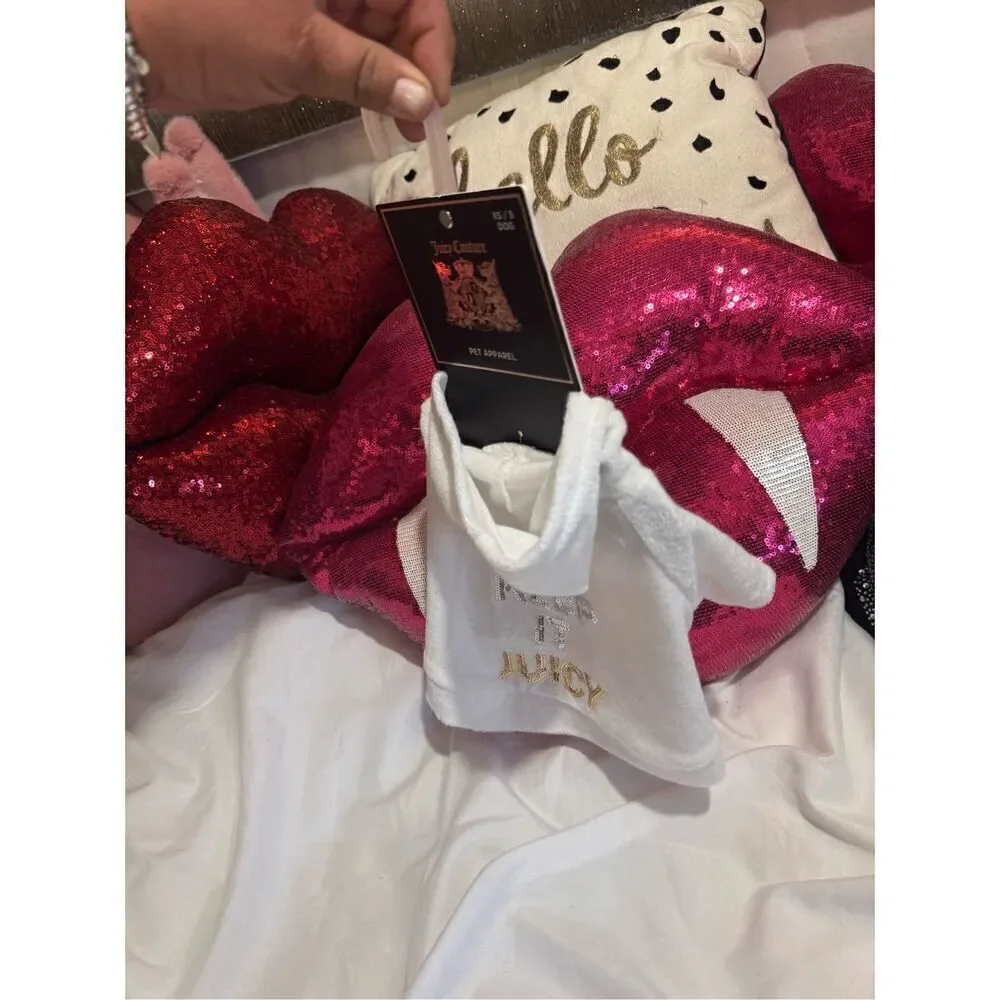 Juicy couture XS terry velour bling  dog/cat pet clothes hoodie nwt crown sequin